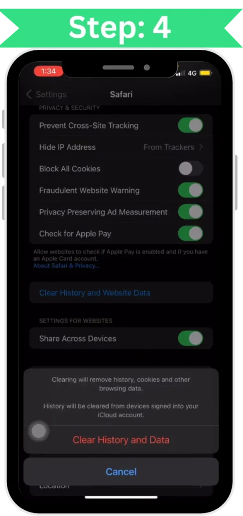 step 4 clear the data